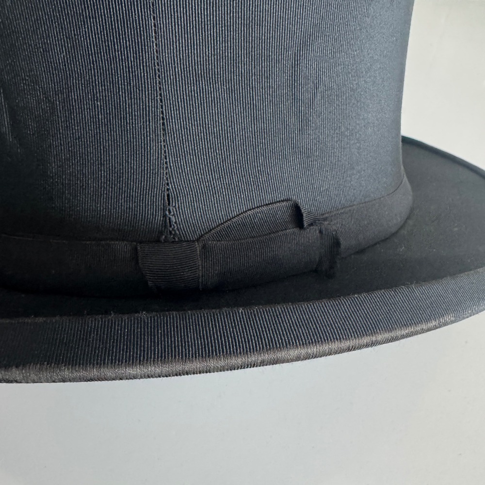 A.J. White Ltd Top Hat Mens 7 1/4 Black Silk Grosgrain Collapsible Opera London - Picture 10 of 13
